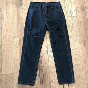 American Eagle Distressed Black Mom Jeans, size 8